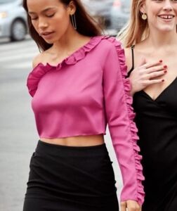 Frill one shoulder Ruffle top, & Other Stories, Small